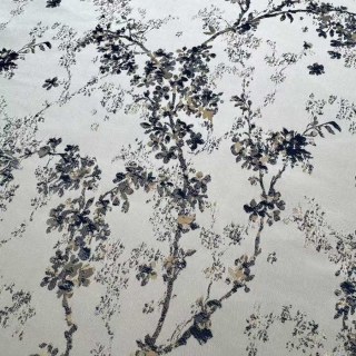 Starlit Bloom Luxuriöse Jacquard Silber & Blaue Blumen Vorhänge 7