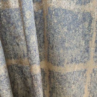 Verwaschenes Karomuster Nebelblau Gekarabt Geometrische Vorhänge 5