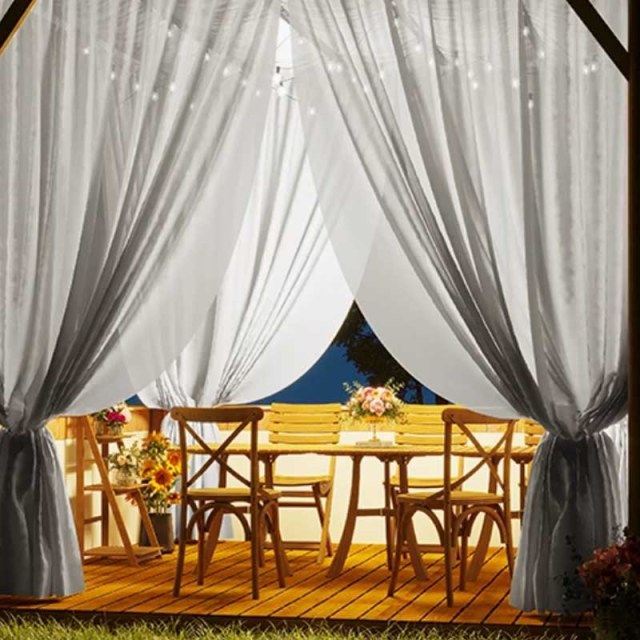 Avila Wasserdichter Strukturierter Aschgrauer Outdoor Voile Vorhang 1