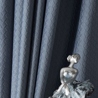 Skandinavische Korbflecht-Struktur Denim Blau Samt Verdunkelungsvorhänge 3