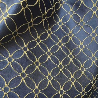 Belle Fleur 3D Jacquard Arabesque Marineblaue Vorhänge mit goldenen Details 6