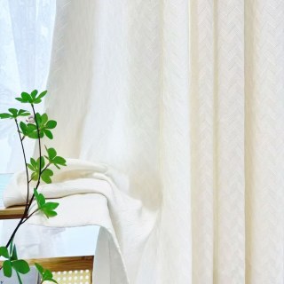 Chevron Mist geometrischer strukturierter elfenbeinfarbener schwerer Voile-Vorhang