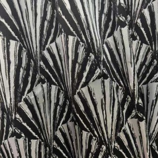 Gilded Breeze Schwarz und Silber Art-Deco Geometrische Vorhänge 7