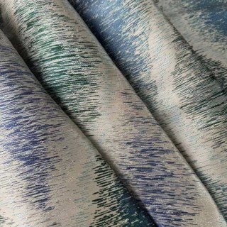 Ikat Wellen Blau und Türkis Ogee Geometrische Vorhänge mit Silberdetails 5