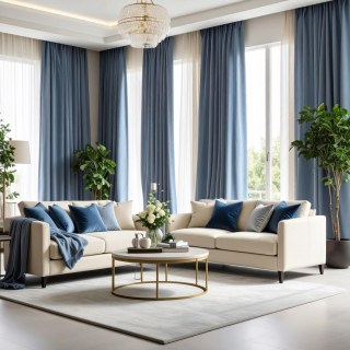 Feines Kadettblau Samtvorhang 2