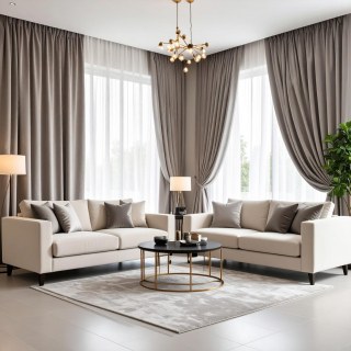 Feiner hellgrauer Samtvorhang 2