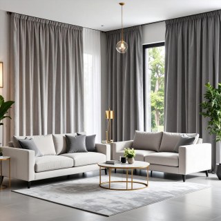 Feiner hellgrauer Samtvorhang