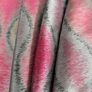 Ikat Wellen Schwarz Magenta Rot Ogee Geometrische Vorhänge mit Gold Details 5