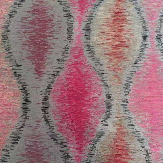 Ikat Wellen Schwarz Magenta Rot Ogee Geometrische Vorhänge mit Gold Details