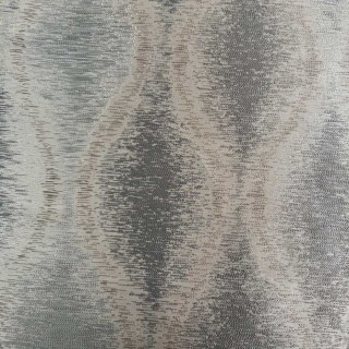 Ikat Ripples Grau und Creme Ogee Geometrische Vorhänge mit Silberdetails