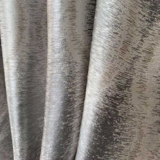 Ikat Ripples Grau und Creme Ogee Geometrische Vorhänge mit Silberdetails 6