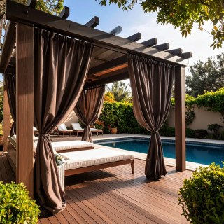 Malibu Wasserdichter Twill Dunkelbraune Outdoor-Vorhang