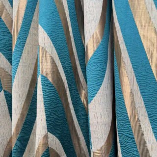 Ozeanwelle Eleganz Teal und Gold Art Deco Geometrische Vorhänge 7