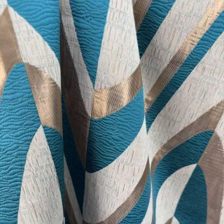 Ozeanwelle Eleganz Teal und Gold Art Deco Geometrische Vorhänge 5