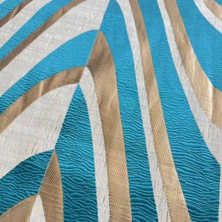 Ozeanwelle Eleganz Teal und Gold Art Deco Geometrische Vorhänge 8