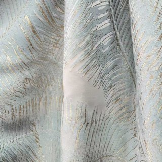 Palm Elegance Pastellblau und Goldene Tropen-Vorhänge 5