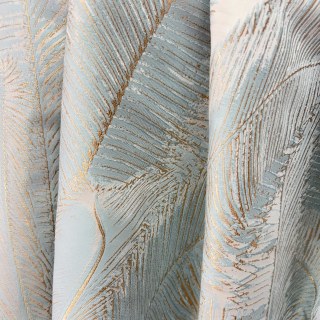 Palm Elegance Pastellblau und Goldene Tropen-Vorhänge 6