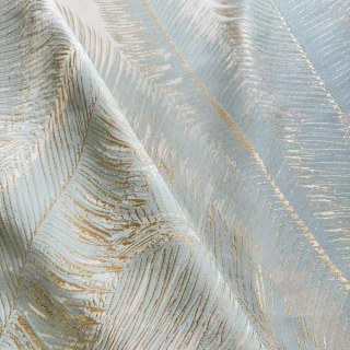 Palm Elegance Pastellblau und Goldene Tropen-Vorhänge 7