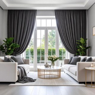 Premium Dunkelgrauer Samtvorhang