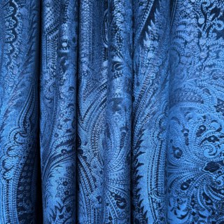 Royal Mirage Marineblau Samtvorhang mit Damastmuster 4