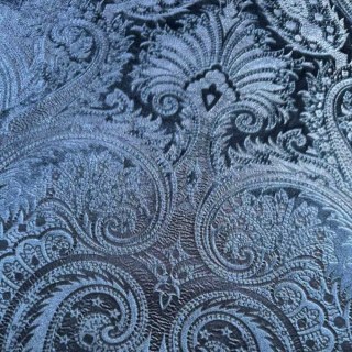 Royal Mirage Marineblau Samtvorhang mit Damastmuster 8