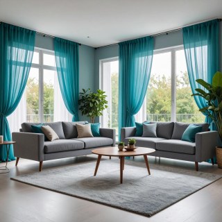 Smarties Aqua Blau Weicher Schimmernder Voile Vorhang 3