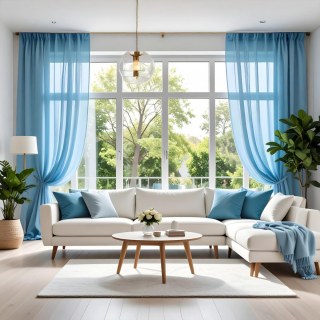 Smarties Baby Blau Weicher Schimmernder Voile Vorhang 3