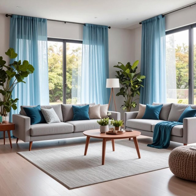 Smarties Baby Blau Weicher Schimmernder Voile Vorhang 1