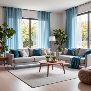 Smarties Baby Blau Weicher Schimmernder Voile Vorhang