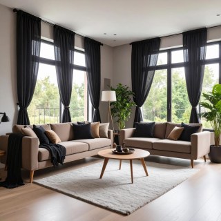 Smarties Schwarz Weicher Schimmernder Voile Vorhang 3