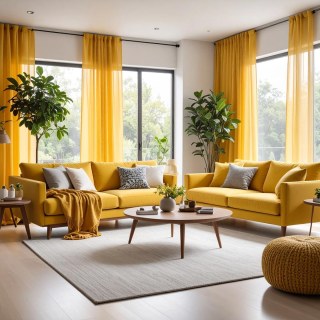 Smarties Leuchtgelbe Weiche Schiere Voile Gardine 4