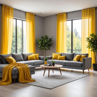 Smarties Leuchtgelbe Weiche Schiere Voile Gardine