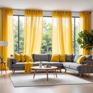 Smarties Leuchtgelbe Weiche Schiere Voile Gardine 3