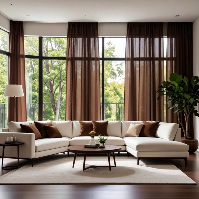 Smarties Schokoladenbraune Weiche Transparente Voile Gardine 1