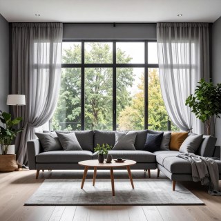 Smarties Grau Weicher Schierer Voile Vorhang 3