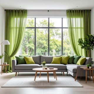 Smarties Limettengrün Weicher Schimmernder Voile Vorhang 3