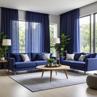 Smarties Marineblau Weicher Schierer Voile Vorhang