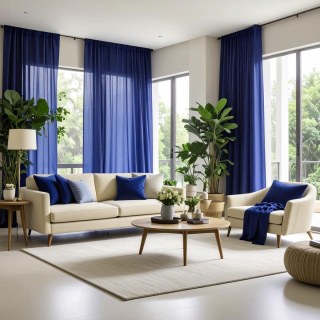 Smarties Marineblau Weicher Schierer Voile Vorhang 2