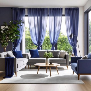 Smarties Marineblau Weicher Schierer Voile Vorhang 3