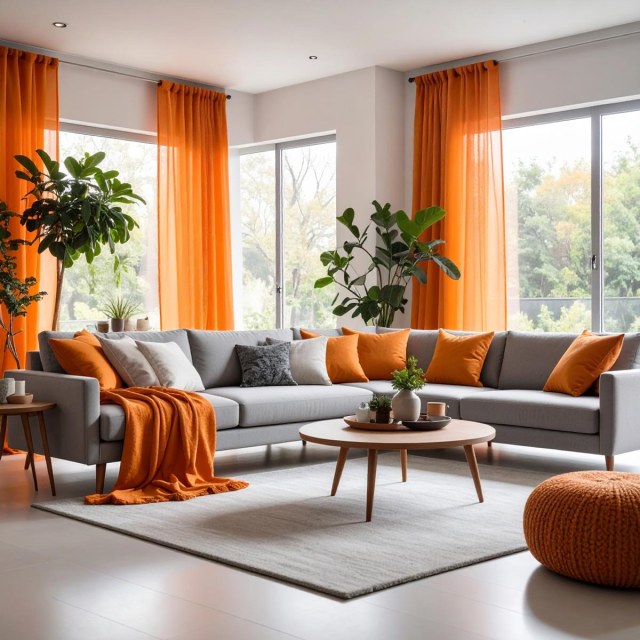 Smarties Orange Soft Sheer Voile Vorhang 1