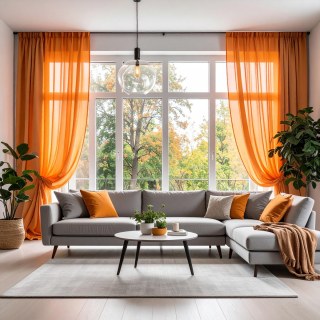 Smarties Orange Soft Sheer Voile Vorhang 3