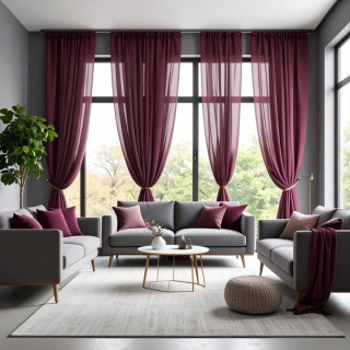 Smarties Rot Burgunder Weich Transparenter Voile Vorhang 2