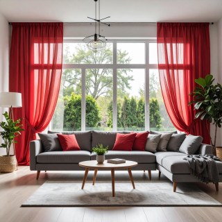 Smarties Rot Weicher Schierer Voile Vorhang 3