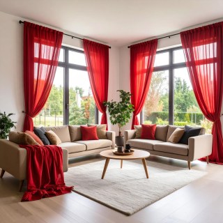 Smarties Rot Weicher Schierer Voile Vorhang 2