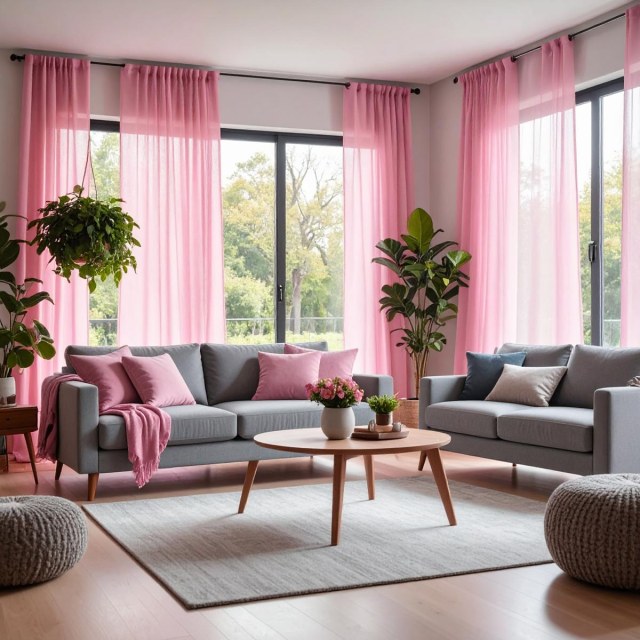 Smarties Rosenrosa Weicher Schierer Voile Vorhang 1