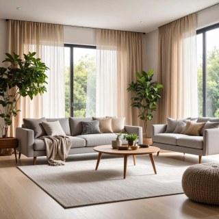 Smarties Sand Beige Weicher, transparenter Voile-Vorhang