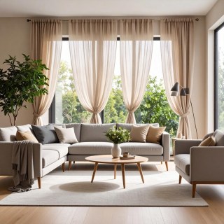 Smarties Sand Beige Weicher, transparenter Voile-Vorhang 2