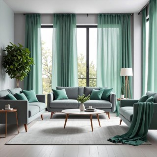 Smarties Sanft Minzgrün Entenei Schiere Voile Vorhang 2