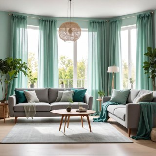 Smarties Sanft Minzgrün Entenei Schiere Voile Vorhang