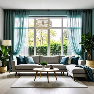 Smarties Soft Teal Sheer Voile Vorhang 3